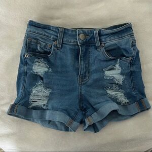 Aeropostale High Rise MIDI Distressed Denim Women’s Shorts